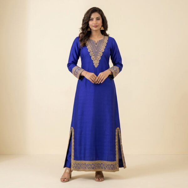 Royal Blue Embroidered Anarkali Suit for Women - Image 1
