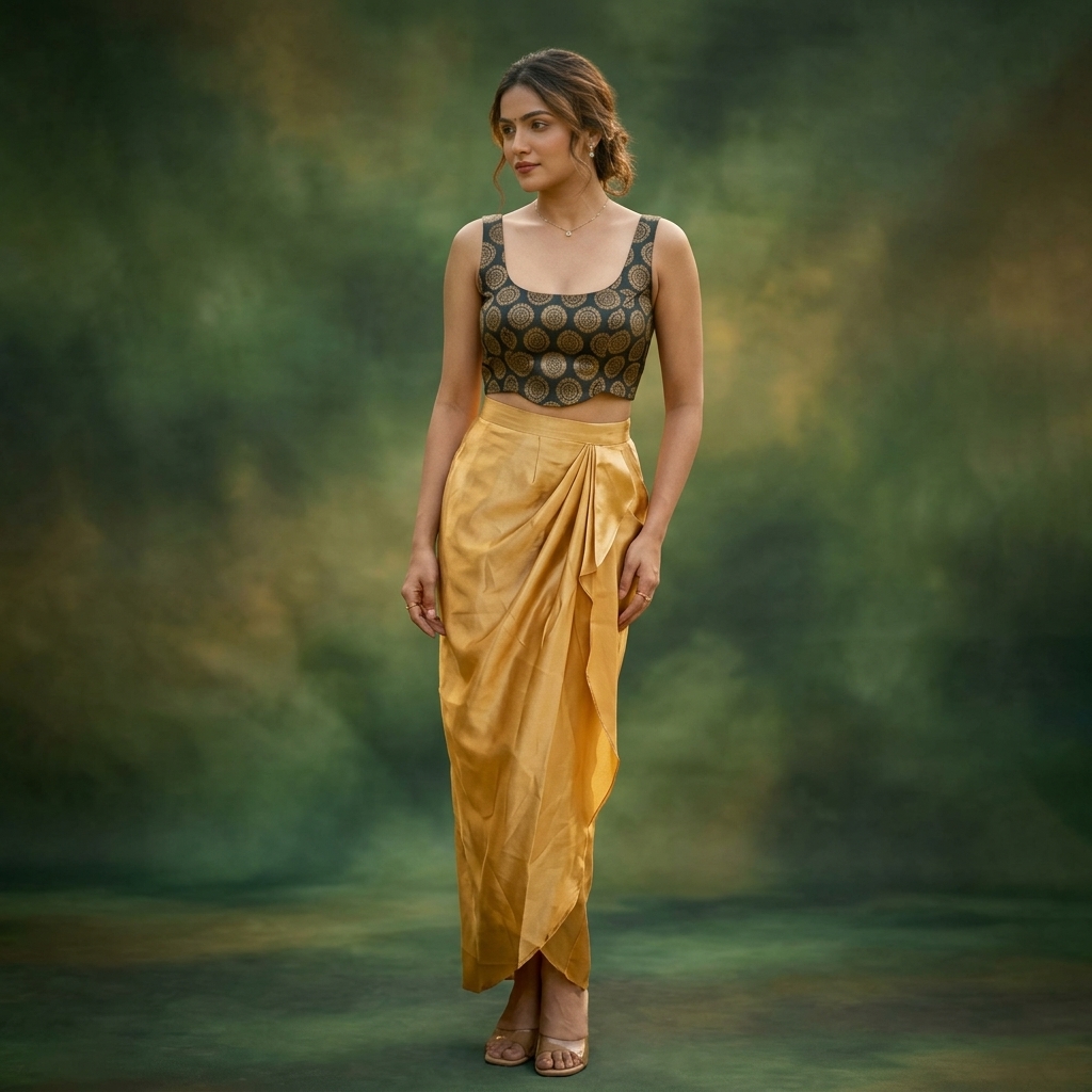 Dark Green Brocade Square Neck Sleeveless corset stiff Blouse for Women