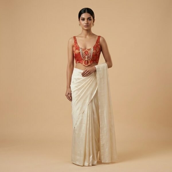 Red Brocade blouse corset type - Image 1