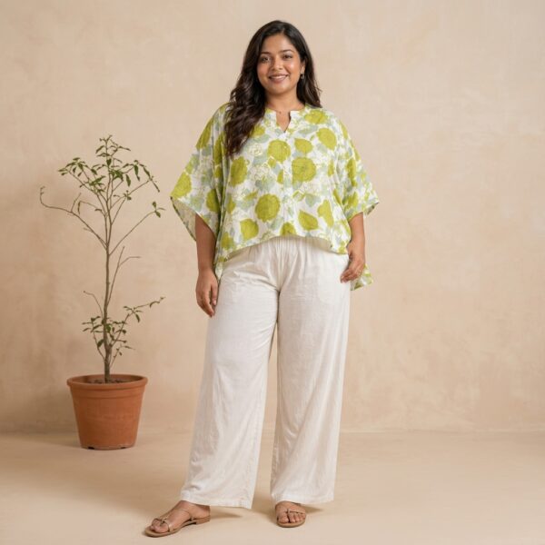 Green Floral Print Oversized Top for Women - Image 1