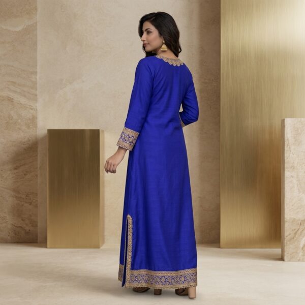 Royal Blue Embroidered Anarkali Suit for Women - Image 2